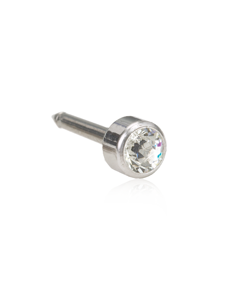 Silver Bezel Crystal 4mm (REG) - Ear Piercing