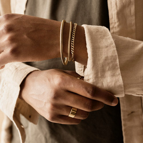 Gold Round Mesh 3mm Bracelet (Men)