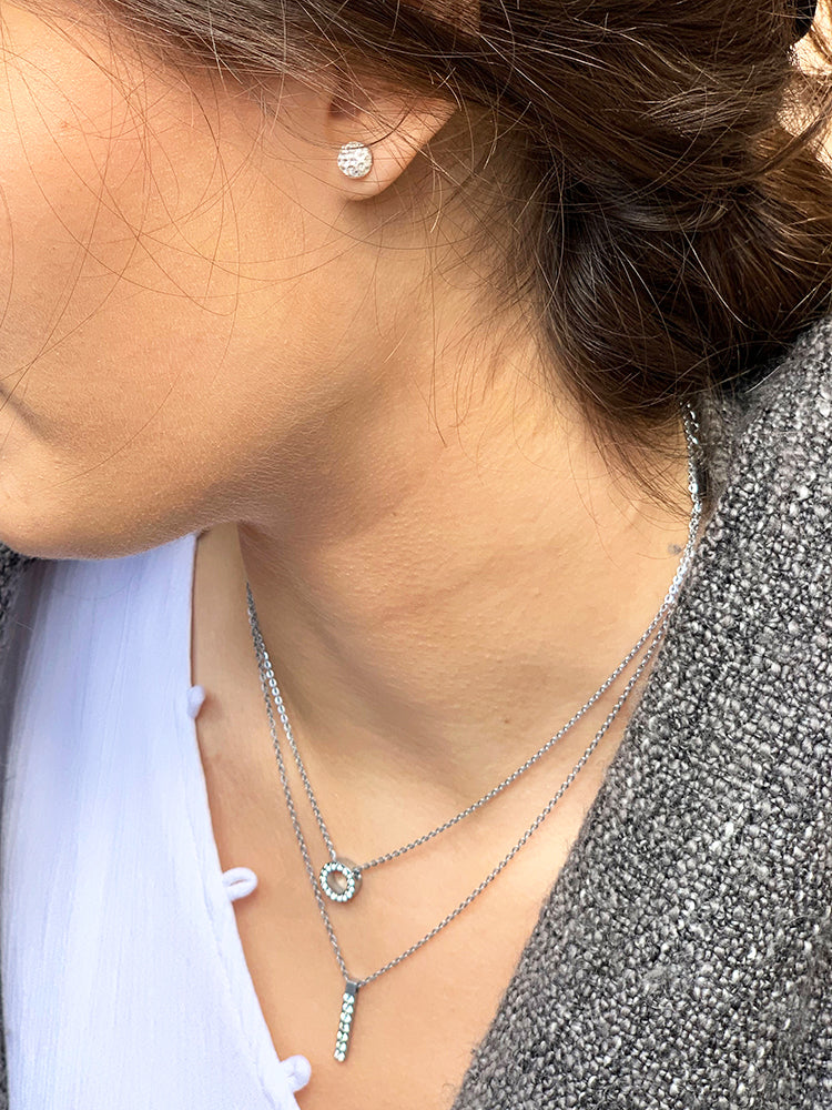 Silver Brilliance Straight Crystal 20mm Necklace