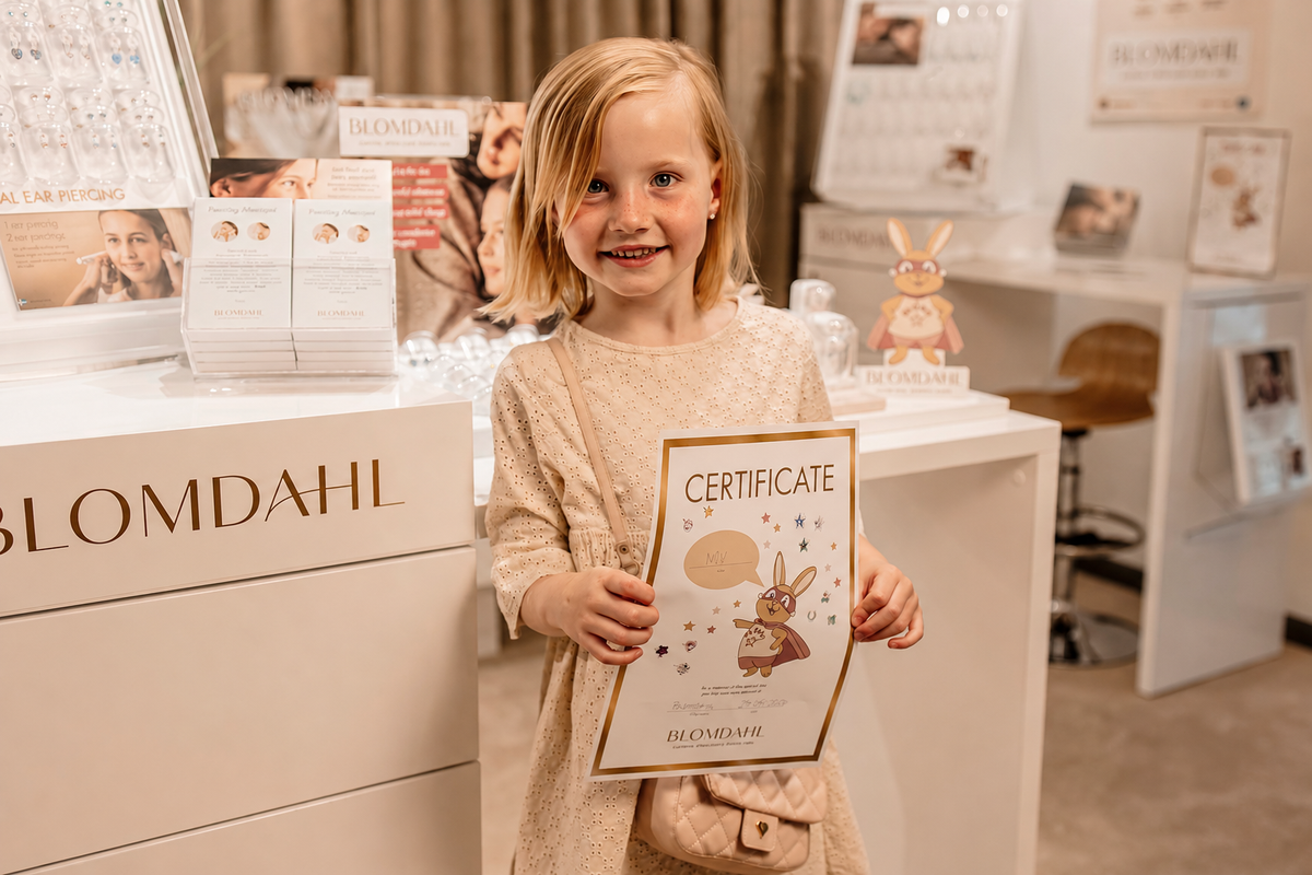 Children's Piercing Certificate after piercing with Blomdahl in Australia