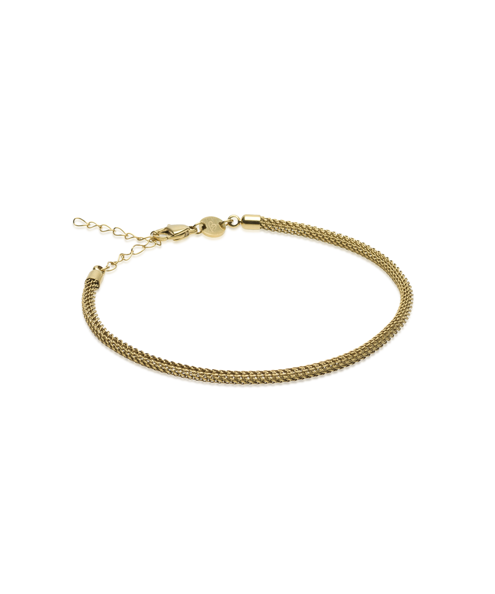 Gold Round Mesh 3mm Bracelet (Men)