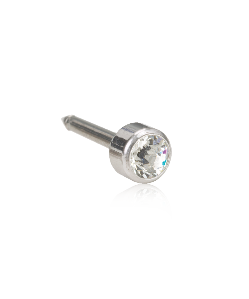 Silver Bezel Crystal 3mm (MINI) - Ear Piercing