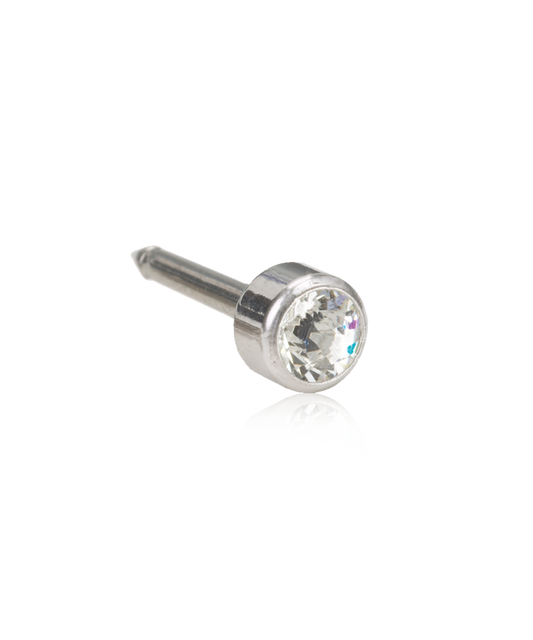 Silver Bezel Crystal 3mm (MINI) - Ear Piercing