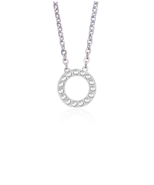 Silver Brilliance Puck Hollow 10mm Necklace