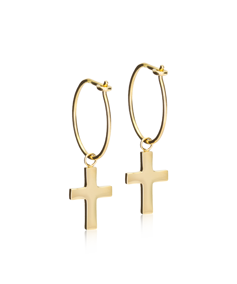 Gold Sleeper Pendant Cross 11mm