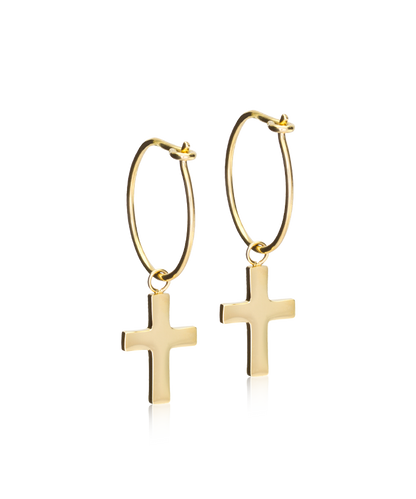 Gold Sleeper Pendant Cross 11mm