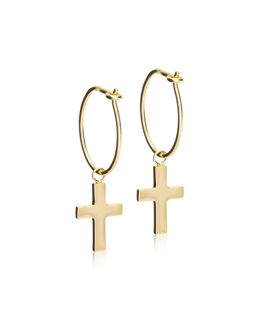 Gold Sleeper Pendant Cross 11mm