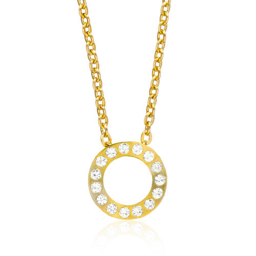 Gold Brilliance Puck Hollow 10mm Necklace