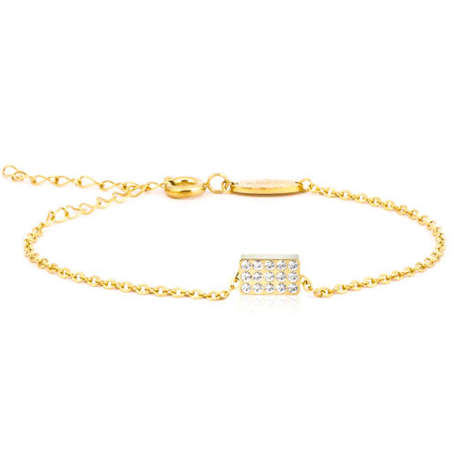 Gold Brilliance Oblong Crystal 8mm Bracelet