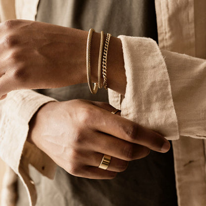 Gold Round Mesh 3mm Bracelet (Men)