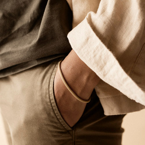 Gold Round Mesh 3mm Bracelet (Men)