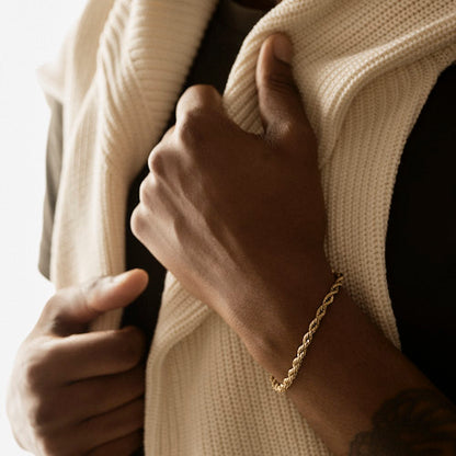 Gold Grand Twist 3.9mm Bracelet (Men)
