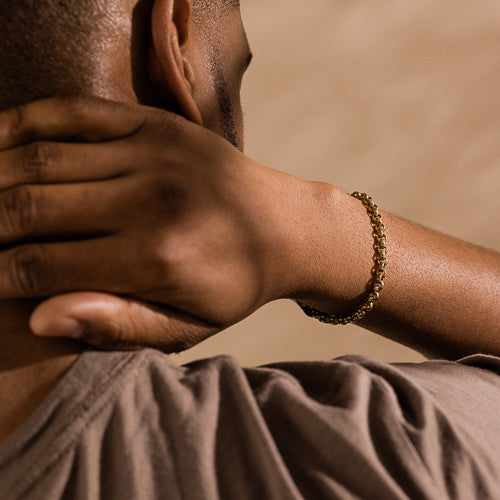 Gold  Box Chain 5mm Bracelet (Men)