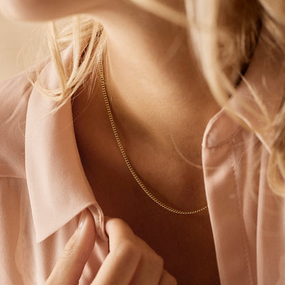 Gold Micro Curb Link Necklace 2.25mm