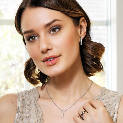 Silver Brilliance Straight Crystal 20mm Necklace