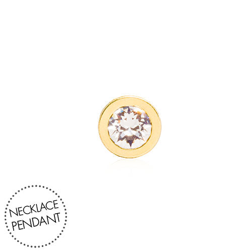 Necklace Pendant Golden Titanium Bezel 8mm Crystal