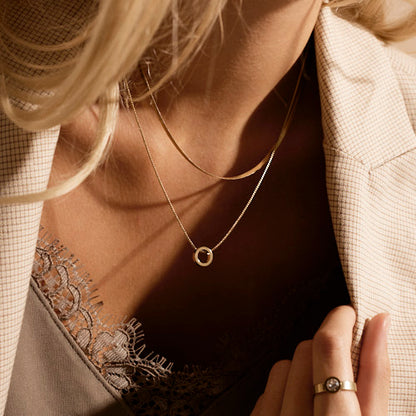 Necklace Pendant Golden Titanium Puck Hollow 10mm