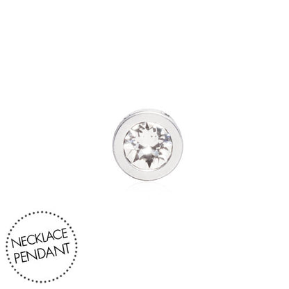 Necklace Pendant Silver Titanium Grand Bezel 8mm Crystal