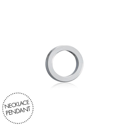 Necklace Pendant Silver Titanium Puck Hollow 10mm